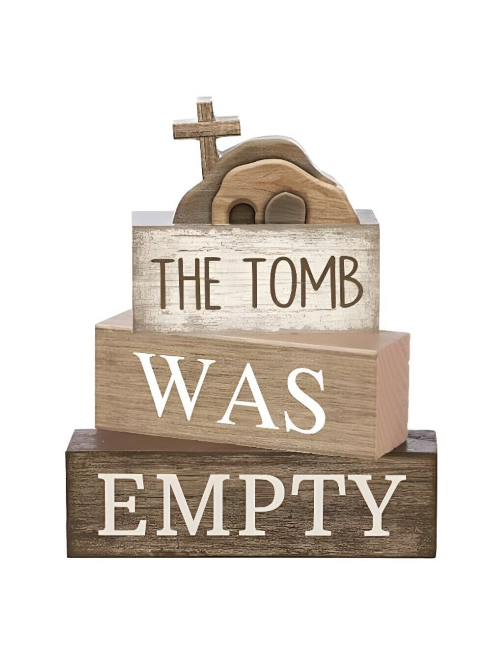 4 Pcs Easter Table Decorations Empty Tomb Wooden Block Sign Resurrection Scene